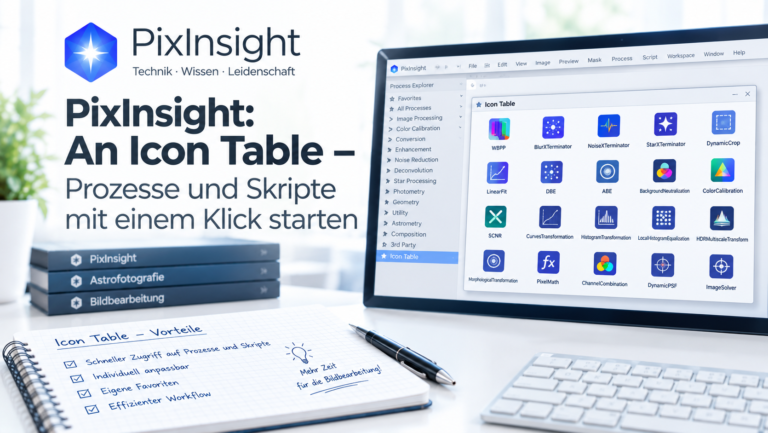 PixInsight: An Icon Table – Prozesse und Skripte mit einem Klick starten